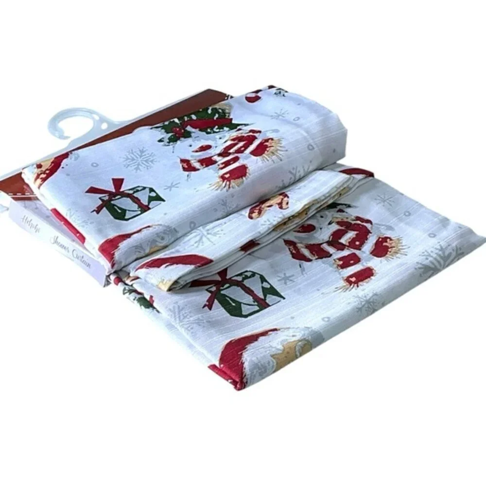 Holiday Shower Curtin Fabric Santa Snowman Christmas Bath Decor 70 x 72 Inch